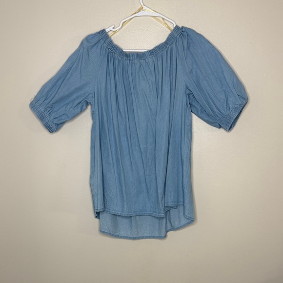 BLL New York Blue Boho Embroidered Blouse 1X 100% Lyocell Peasant Top - Picture 10 of 13